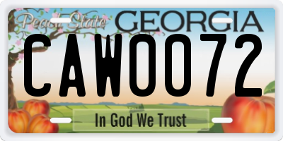 GA license plate CAW0072