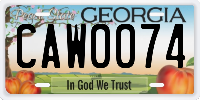 GA license plate CAW0074