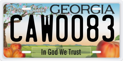 GA license plate CAW0083