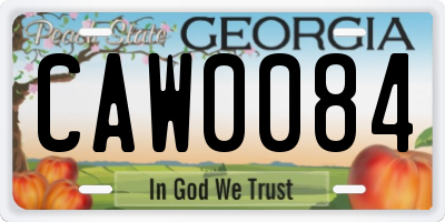 GA license plate CAW0084