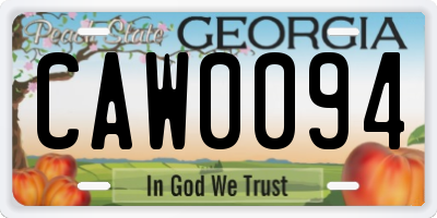 GA license plate CAW0094
