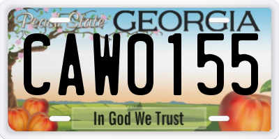 GA license plate CAW0155