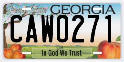 GA license plate CAW0271