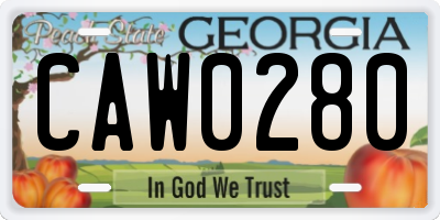 GA license plate CAW0280