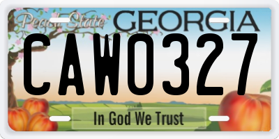 GA license plate CAW0327