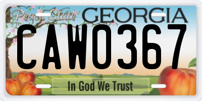 GA license plate CAW0367
