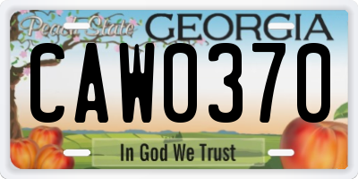 GA license plate CAW0370