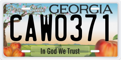 GA license plate CAW0371