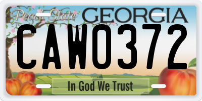 GA license plate CAW0372