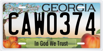 GA license plate CAW0374