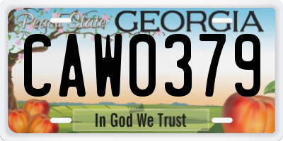 GA license plate CAW0379