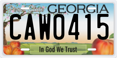 GA license plate CAW0415