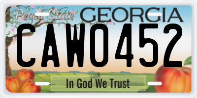 GA license plate CAW0452