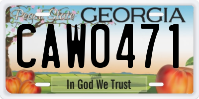 GA license plate CAW0471