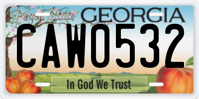 GA license plate CAW0532