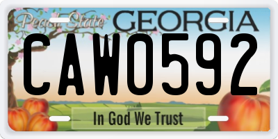 GA license plate CAW0592