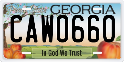GA license plate CAW0660