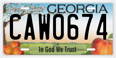 GA license plate CAW0674