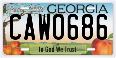 GA license plate CAW0686