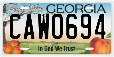GA license plate CAW0694