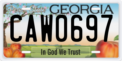 GA license plate CAW0697