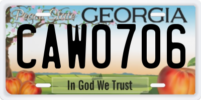 GA license plate CAW0706