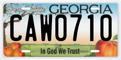 GA license plate CAW0710