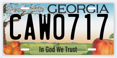 GA license plate CAW0717