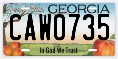 GA license plate CAW0735