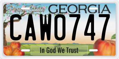 GA license plate CAW0747