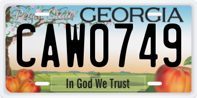 GA license plate CAW0749