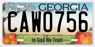 GA license plate CAW0756