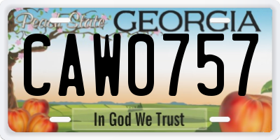 GA license plate CAW0757