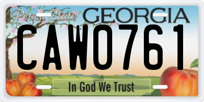 GA license plate CAW0761