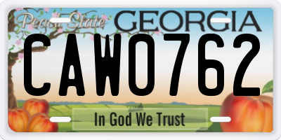 GA license plate CAW0762