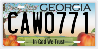 GA license plate CAW0771