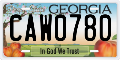 GA license plate CAW0780