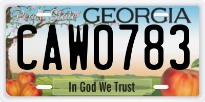 GA license plate CAW0783