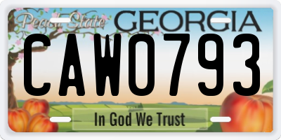GA license plate CAW0793