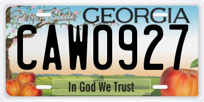 GA license plate CAW0927