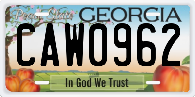 GA license plate CAW0962