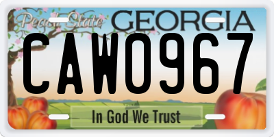 GA license plate CAW0967