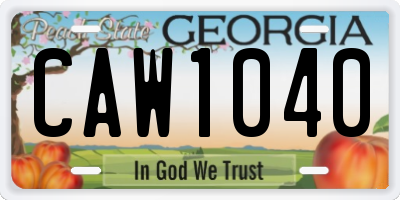 GA license plate CAW1040