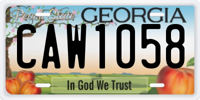 GA license plate CAW1058