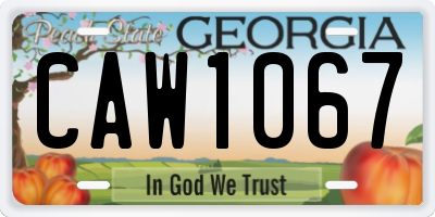 GA license plate CAW1067