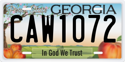 GA license plate CAW1072