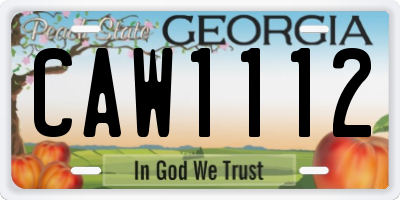 GA license plate CAW1112