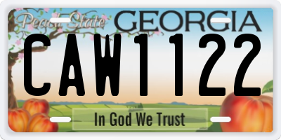 GA license plate CAW1122