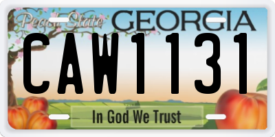 GA license plate CAW1131