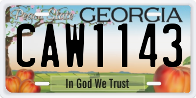 GA license plate CAW1143